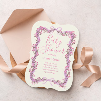 Bandbåge och grönska Baby Shower-inbjudan Inbjudningar