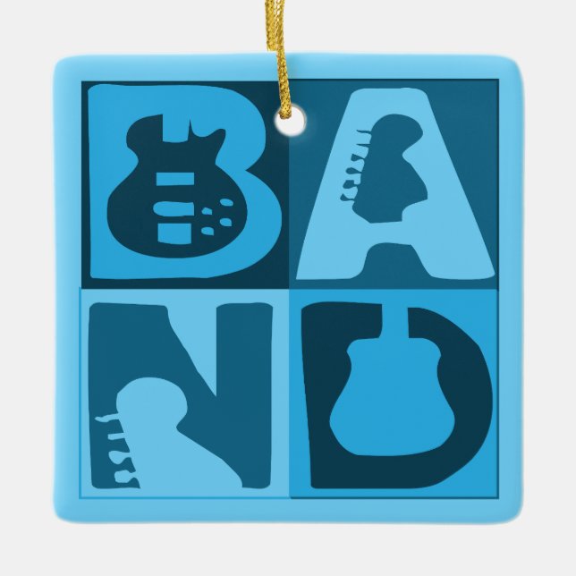 Bandblocksblå Julgransprydnad Keramik (Framsida)