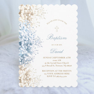Bandblommor pojke Baptism Inbjudningar