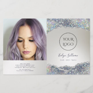 Bandbroschyr för folie Faux silver glitter