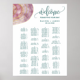 Banded Gemstone Mauve Alphabetical Seating Chart Poster