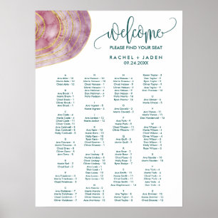 Banded Gemstone Mauve Alphabetical Seating Chart Poster