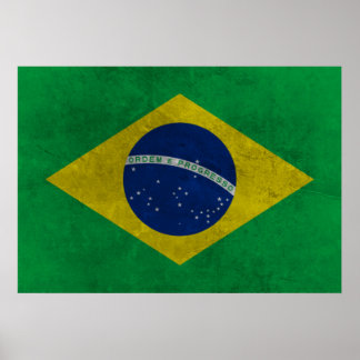 Bandeira do Brasil (Estilo Envelhecida) Poster
