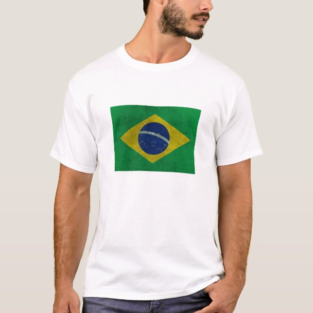 Bandeira do Brasil Estilo Envelhecida Tee (Framsida)