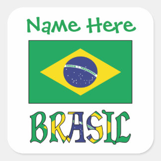 Bandeira do Brasil Personalized Flag Square Label Fyrkantigt Klistermärke