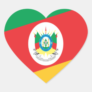 Bandeira Rio Grande do Sul Brasil Hjärtformat Klistermärke