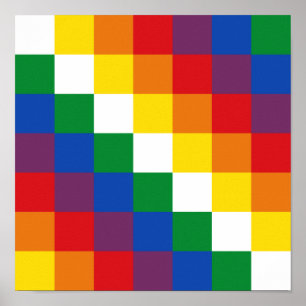 Bandera Andina de la Wiphala Qulla Suyu Flagga Pri Poster