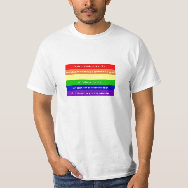 Bandera arcoiris mensaje tee shirt (Framsida)