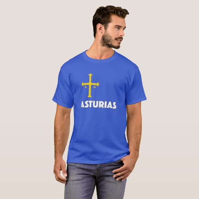 Bandera De Asturias Camiseta - Asturias flagga Tee Shirt (Hel framsida)