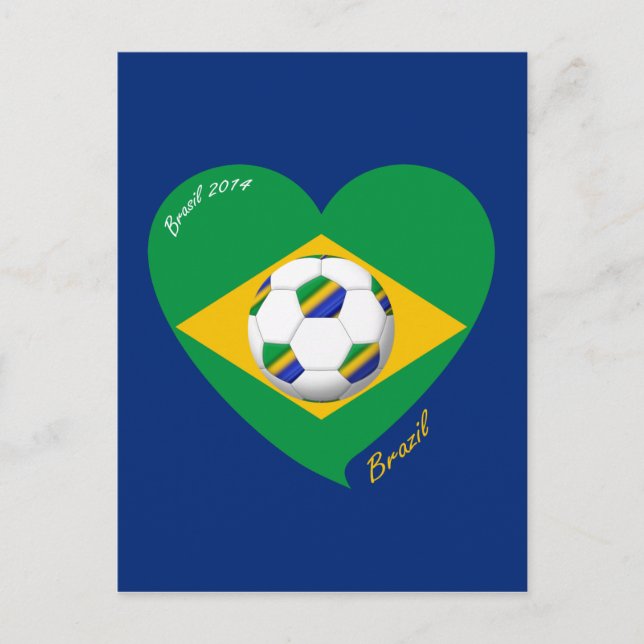 Bandera de BRAZIL FÚTBOL equipo nacional 2014 Vykort (Framsida)