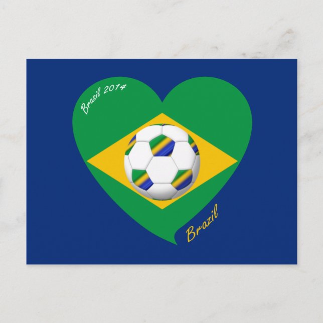 Bandera de BRAZIL FÚTBOL equipo nacional 2014 Vykort (Framsida)