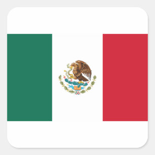 Bandera de México - Mexikanska Flagga - Mexikanska Fyrkantigt Klistermärke