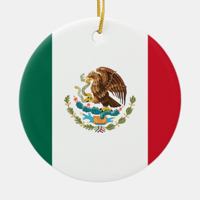 Bandera de México - Mexikanska Flagga - Mexikanska Julgransprydnad Keramik (Framsidan)