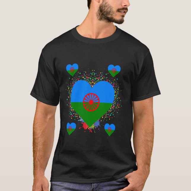 Bandera Gitana Heart Flagga - Internationell Roman T Shirt (Framsida)