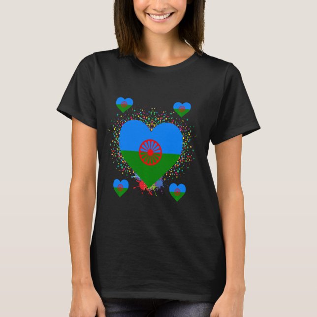 Bandera Gitana Heart Flagga - Internationell Roman T Shirt (Framsida)