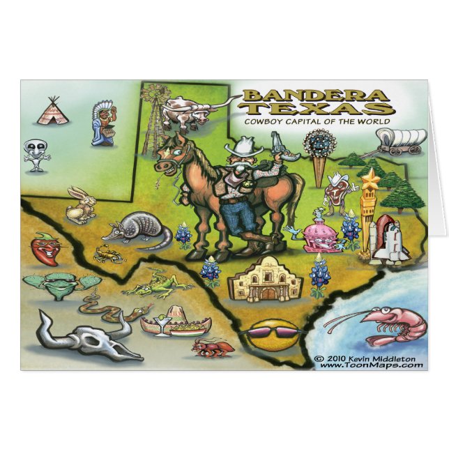 Bandera TEXAS Karta Hälsningskort (Framsidan Horizontal)