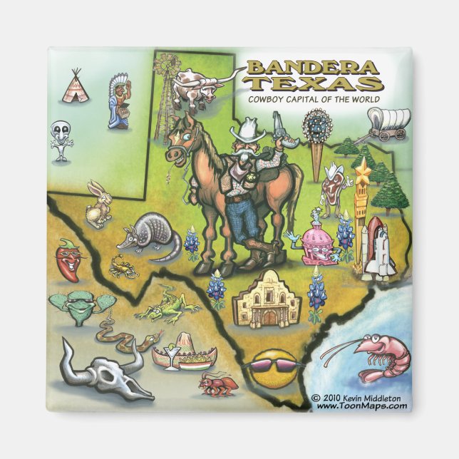 Bandera TEXAS Karta Magnet (Framsidan)