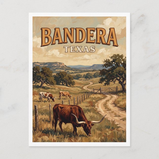 Bandera Texas Vykort (Framsida)