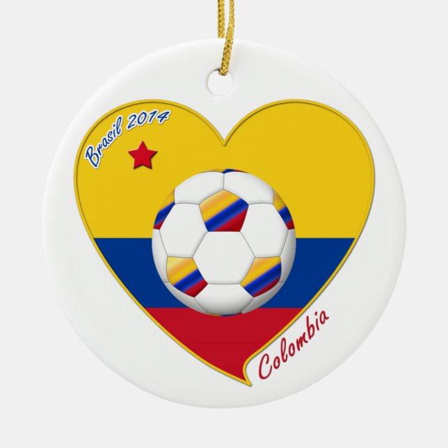 Bandera y equipo nacional de COLOMBIA FÚTBOL 2014 Julgransprydnad Keramik (Framsidan)