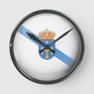Bandera y escudo de Galicia Rund Klocka
