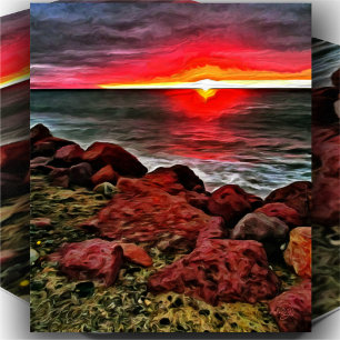 Banderas Rocky Sunset 914 Art Print Poster