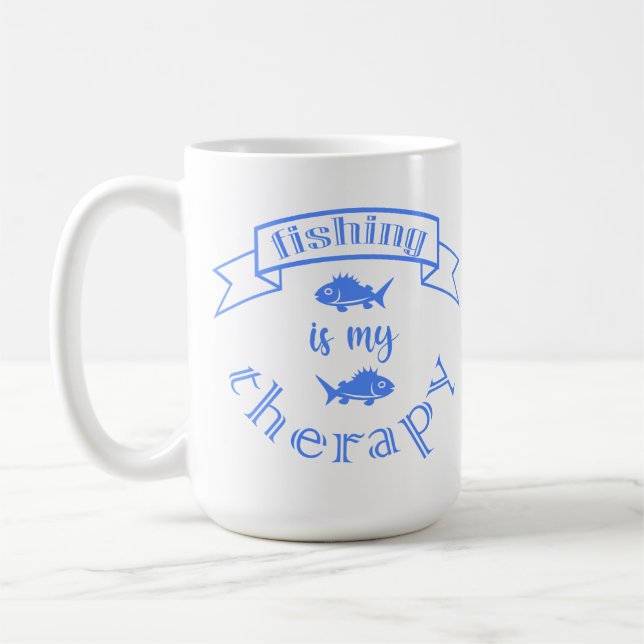 Banderbquote Fiske är min terapi Kaffemugg (Vänster)