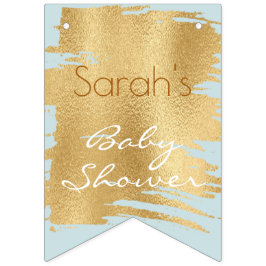 Banderoll av typen Baby Shower Classic Blue/Guld S Vimplar