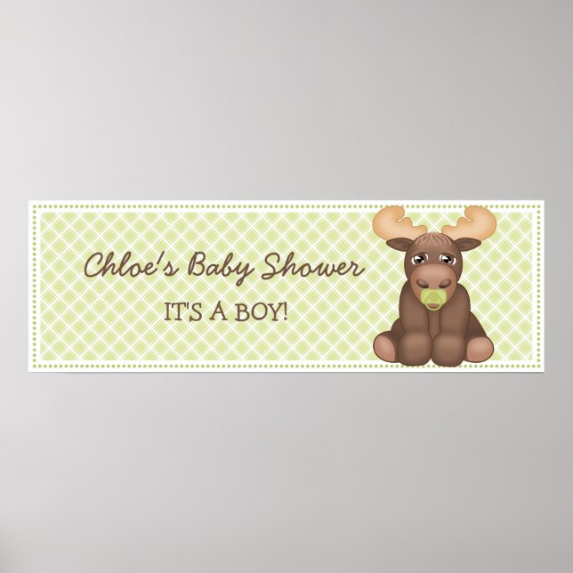 Banderoll för Baby Moose Baby Shower Poster (Framsidan)