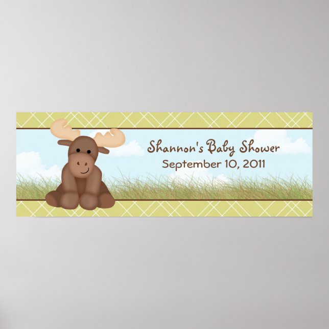Banderoll för Baby Moose Baby Shower Poster (Framsidan)