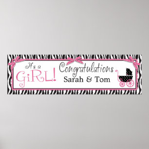 Banderoll för babybabyskor för zebra tryck & Baby