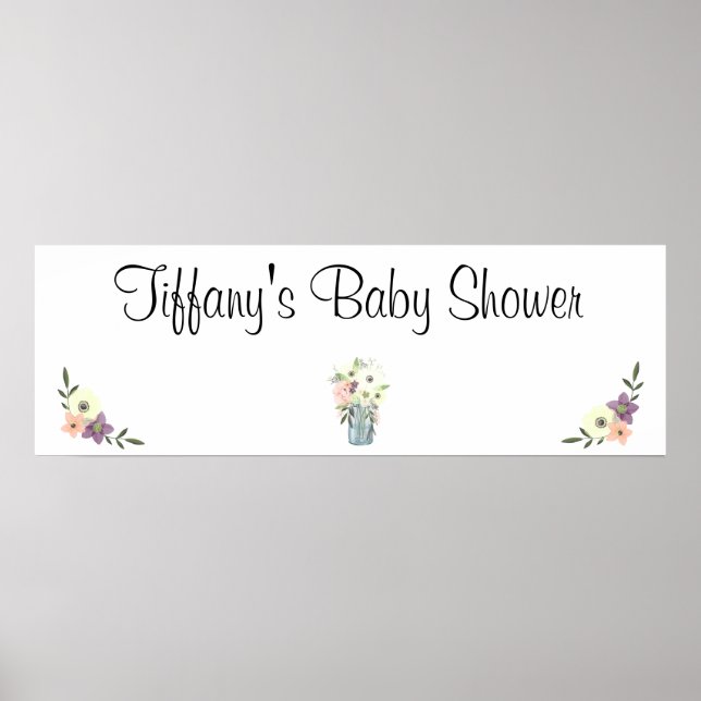 Banderoll för babyblåsare för Blommigten Watercolo Poster (Framsidan)