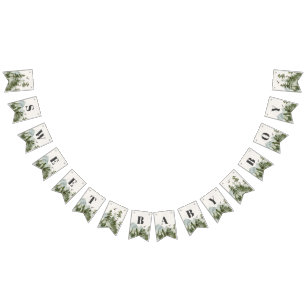 Banderoll för babydusch i nationalparkens skogar vimplar