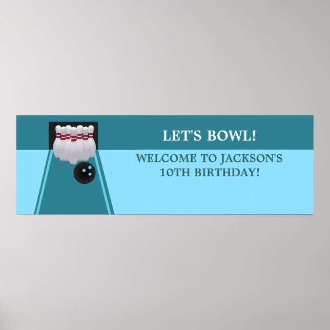 Banderoll för Bowling Födelsedagsfest Poster (Framsidan)