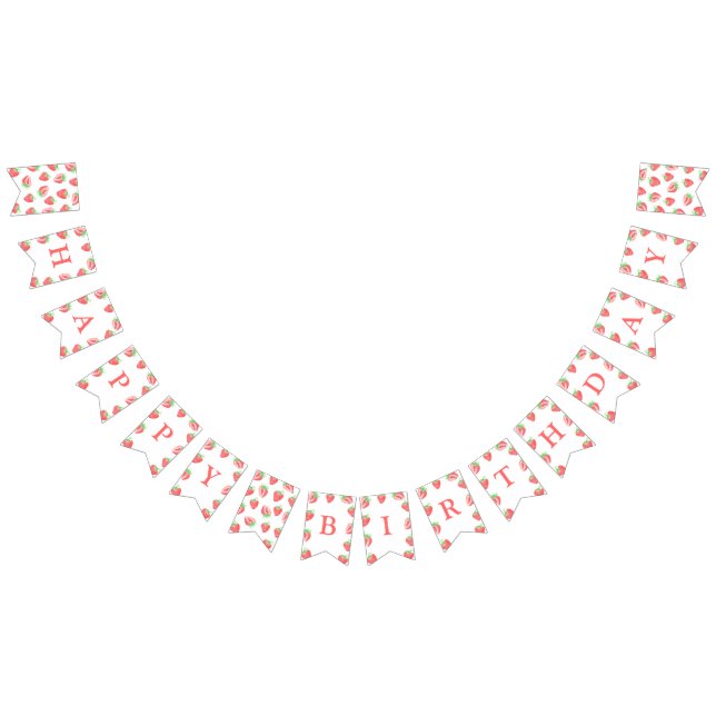 Banderoll för buntning av cute Strawberry Grattis  Vimplar (Alla)