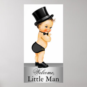 Banderoll för Cute Little Man Baby Shower Poster