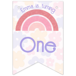 Banderoll för flowery Rainbow Birthday Bunting Ban Vimplar