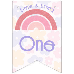 Banderoll för flowery Rainbow Birthday Bunting Ban Vimplar