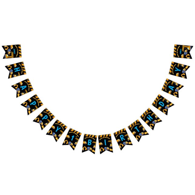 Banderoll för födelsedagsfest av lastbilar-pojkar vimplar (Alla)