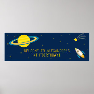 Banderoll för Födelsedagsfest av raketen roligt Ry Poster