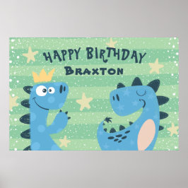 Banderoll för Födelsedagsfesten Cute Tecknad Dinos Poster