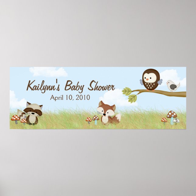 Banderoll för Forest Friends Baby Shower Poster (Framsidan)