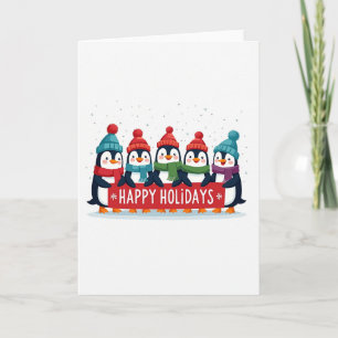 Banderoll för Glad helg med fem cute Penguins Kort