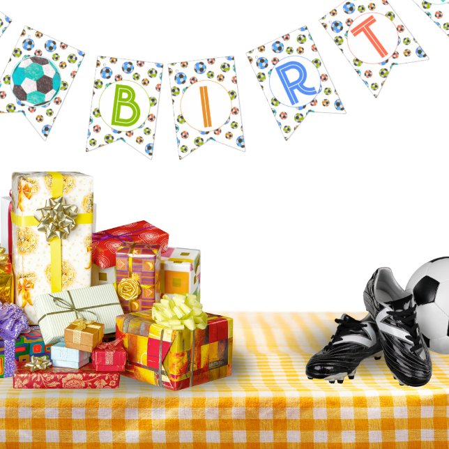 Banderoll för grattis på födelsedagen-fotbollsboxa vimplar (Skapare uppladdad)
