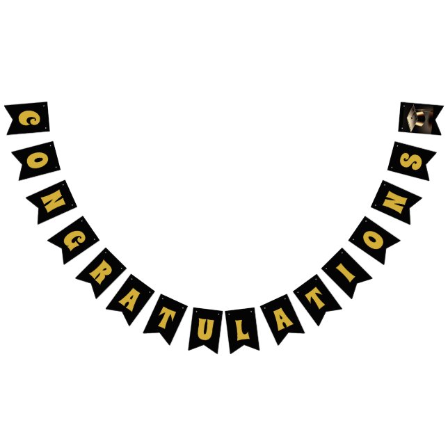 Banderoll för "Grattisar" i Black & Guld Vimplar (Alla)