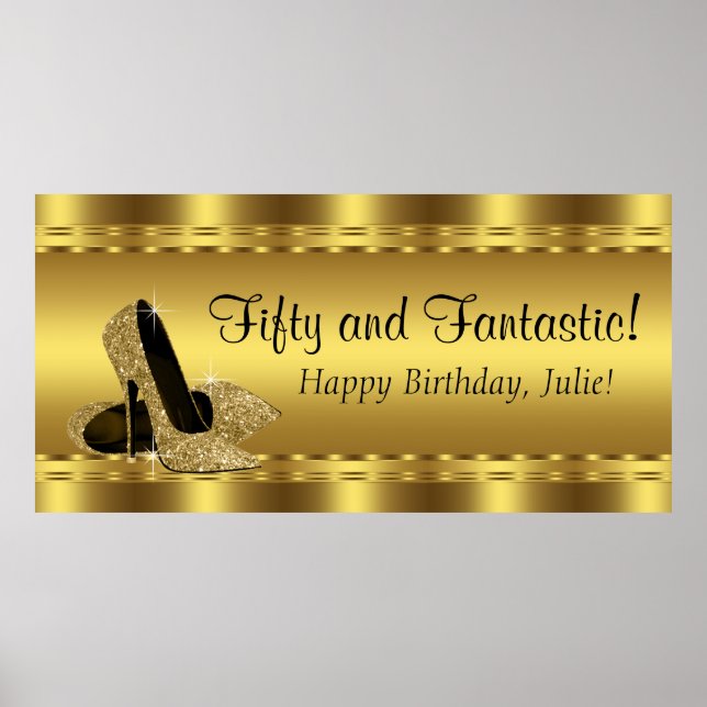 Banderoll för högnivåFödelsedagsfest i elegant Gul Poster (Framsidan)