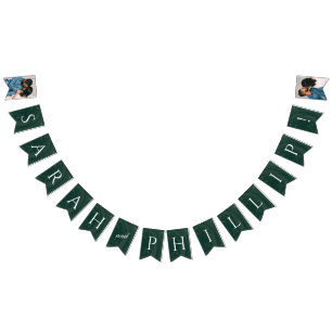 Banderoll för marmorerad Förlovningsfest - Grönt Vimplar