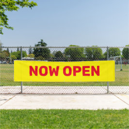 Banderoll för öppen gult och röd nu