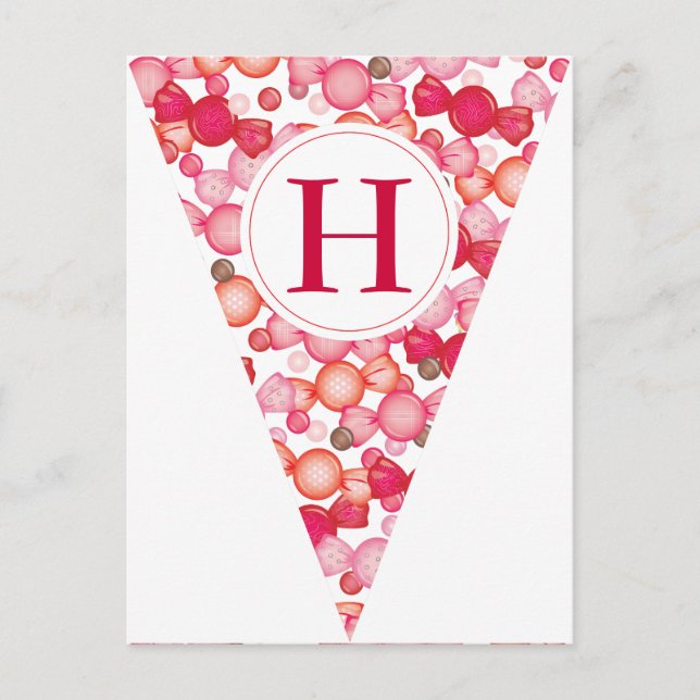 Banderoll för Party-Flagga i godis Vykort (Framsida)