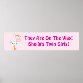 Banderoll för Party i Twin Flicka Shower Poster
