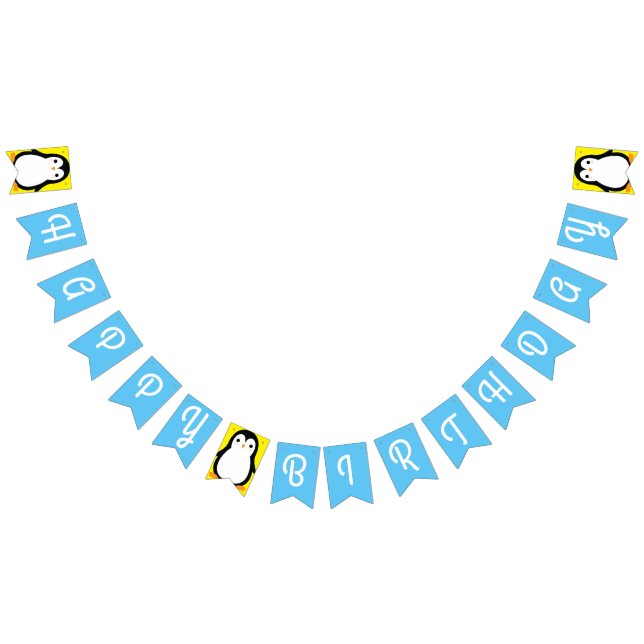 Banderoll för Penguin Cute Winter Grattis på födel Vimplar (Alla)